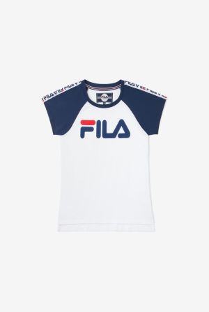 FILA Raglan Taped Tee Shirts White,Kids Clothing | CA.WJSYXZ735